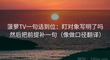 菠萝TV一句话到位：盯对象写明了吗然后把前提补一句（像做口径翻译）