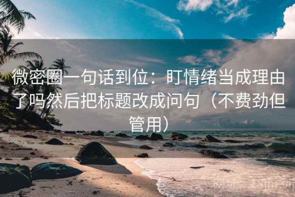 微密圈一句话到位：盯情绪当成理由了吗然后把标题改成问句（不费劲但管用）