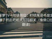 菠萝TV一句话到位：盯结尾是不是定锤了然后把相关写回相关（像做口径翻译）