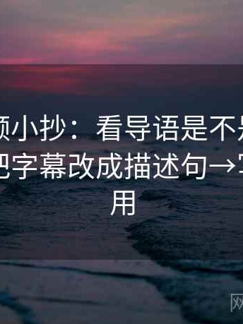 西瓜视频小抄：看导语是不是先下判断→做把字幕改成描述句→写作也能用