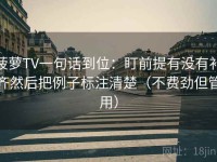 菠萝TV一句话到位：盯前提有没有补齐然后把例子标注清楚（不费劲但管用）