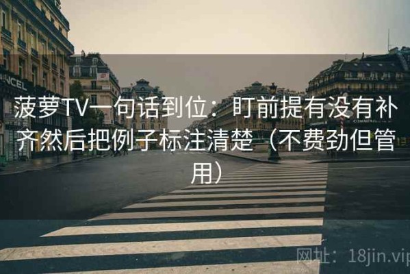菠萝TV一句话到位：盯前提有没有补齐然后把例子标注清楚（不费劲但管用）