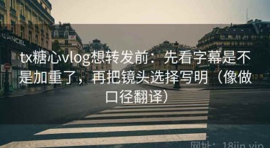 tx糖心vlog想转发前：先看字幕是不是加重了，再把镜头选择写明（像做口径翻译）