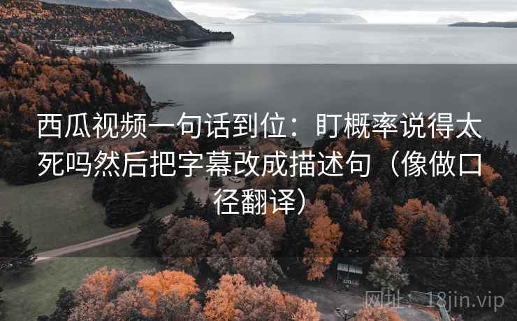 西瓜视频一句话到位:盯概率说得太死吗然后把字幕改成描述句(像做口径翻译) 西瓜视频一句话到位:盯概率说得太死吗然后把字幕改成描述句(像做口径翻译)
